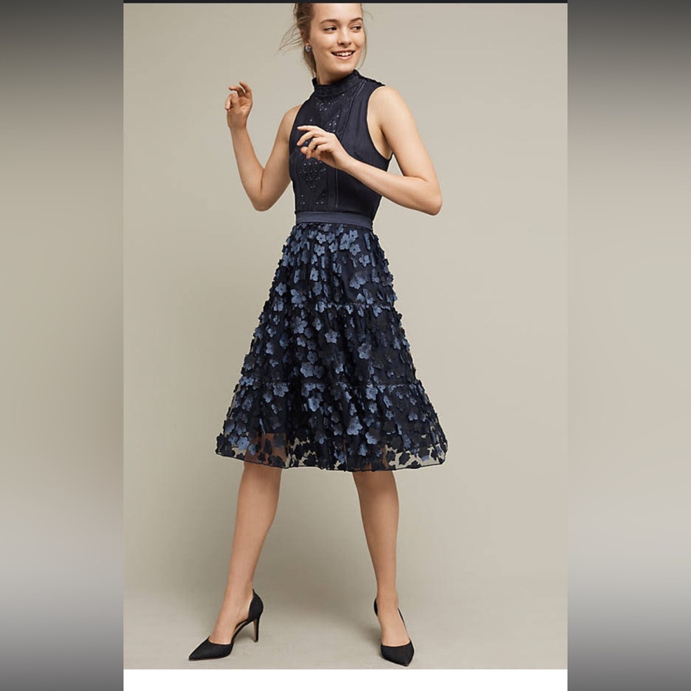Anthropologie Eva Franco Blue Buttercup Midi Skirt